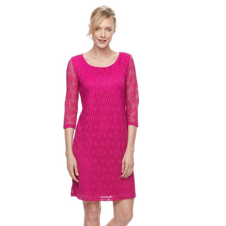 Women's Dana Buchman Lace Shift Dress, Size: Large, Pink