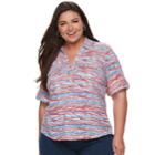 Plus Size Cathy Daniels Print Top, Women's, Size: 1xl, Blue (wash)