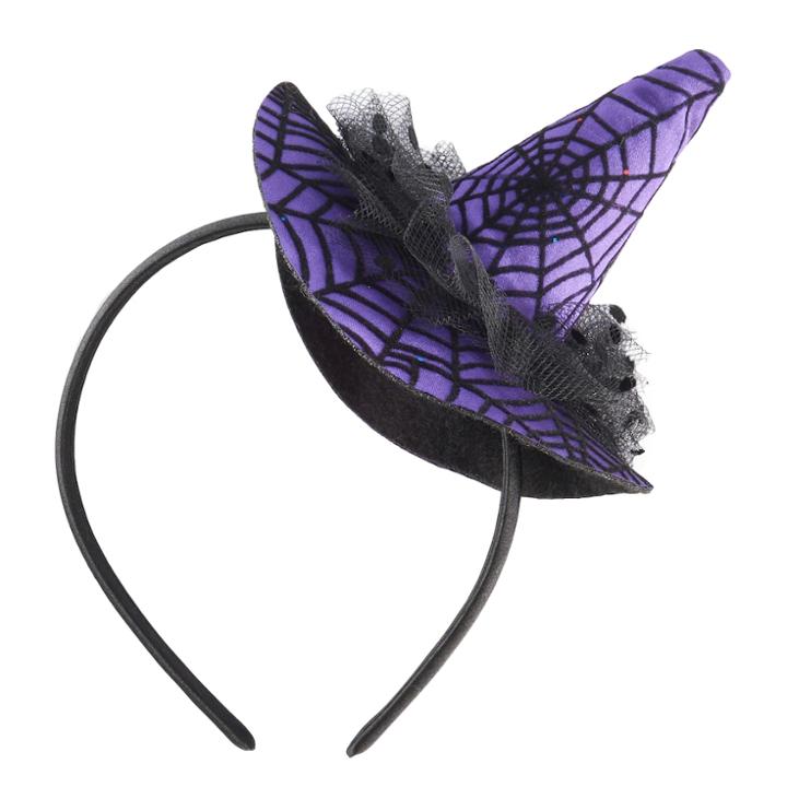 Girls 4-16 Spiderweb Witch Headband, Drk Purple