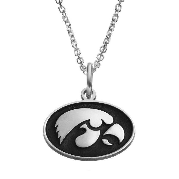 Fiora Sterling Silver Iowa Hawkeyes Team Logo Pendant Necklace, Women's, Size: 16, Grey