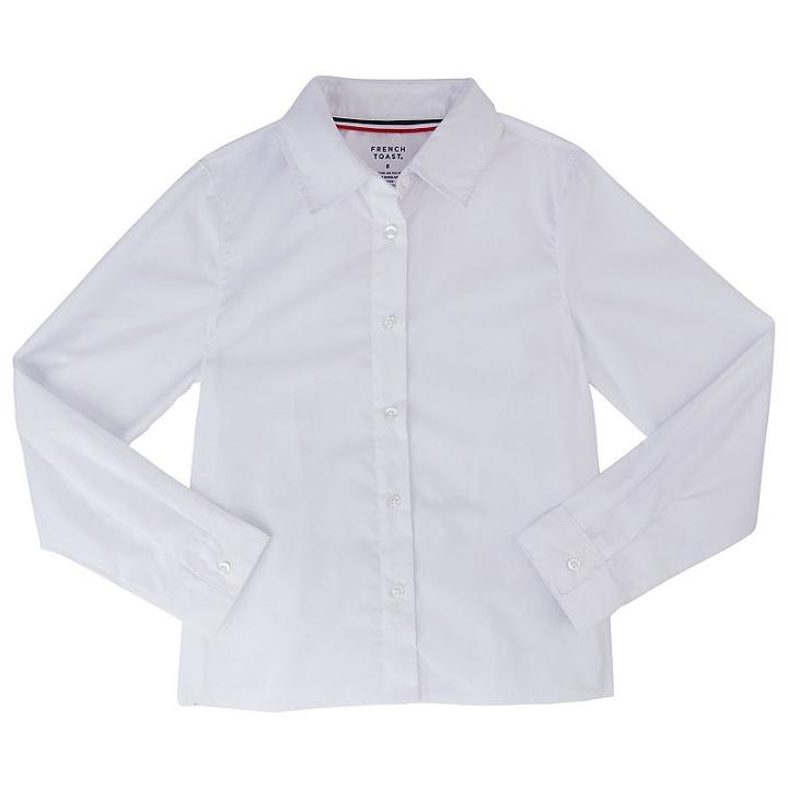 Girls 4-20 & Plus Size French Toast School Uniform Long-sleeved Pointed Collar Blouse, Girl's, Size: 6, White