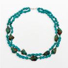 14k Gold Turquoise Beaded Multistrand Necklace, Women's, Blue