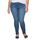 Juniors' Plus Size So&reg; Embroidered Denim Skinny Jeans, Girl's, Size: 20 W, Dark Blue