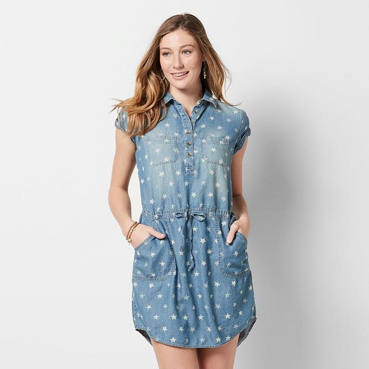 Women's Sonoma Goods For Life&trade; Chambray Shirtdress, Size: Small, Dark Blue