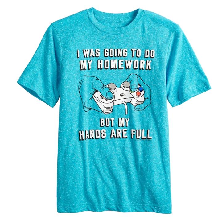 Boys 8-20 I Was Going To Do My Homework Graphic Tee, Size: Xl, Med Blue