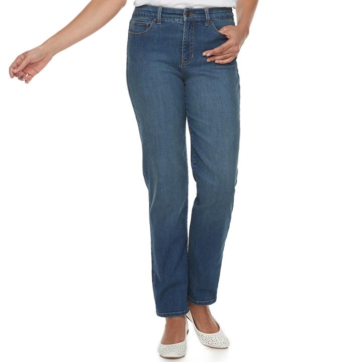 Women's Croft & Barrow&reg; Classic Tummy Control Straight-leg Jeans, Size: 16 T/l, Med Blue