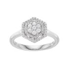Simply Vera Vera Wang Sterling Silver 1/3 Carat T.w. Diamond Flower Hexagon Ring, Women's, Size: 7, White
