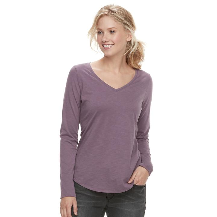 Petite Sonoma Goods For Life&trade; Essential V-neck Tee, Women's, Size: S Petite, Purple
