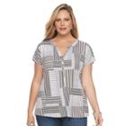 Plus Size Dana Buchman Printed Splitneck Top, Women's, Size: 2xl, Med Beige