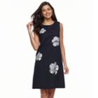 Women's Nina Leonard Floral-embroidered Sheath Dress, Size: 12, Turquoise/blue (turq/aqua)