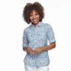 Petite Croft & Barrow&reg; 2-pocket Button Down Shirt, Women's, Size: S Petite, Blue