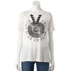 Women's Rock & Republic&reg; Lace-up Graphic Tee, Size: Small, Beig/green (beig/khaki)