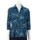 Petite Dana Buchman Pleated Peplum Shirt, Women's, Size: S Petite, Brt Blue