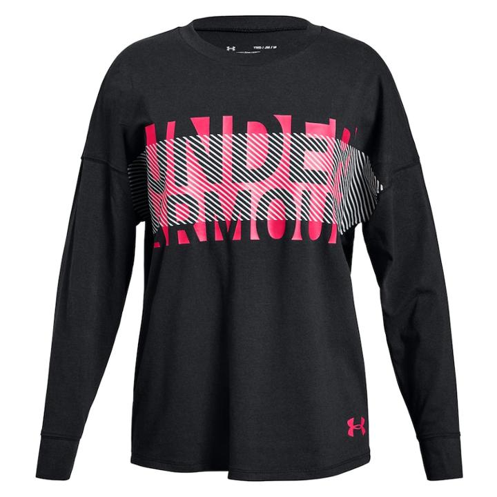 Girls 7-16 Under Armour Overlay Branded Long Sleeve T-shirt, Size: Medium, Black