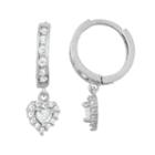 Junior Jewels Kids' Sterling Silver Cubic Zirconia Heart Drop Earrings, Girl's, White