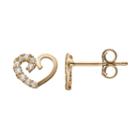 Kids' Cubic Zirconia 14k Gold Heart Stud Earrings, Girl's, White