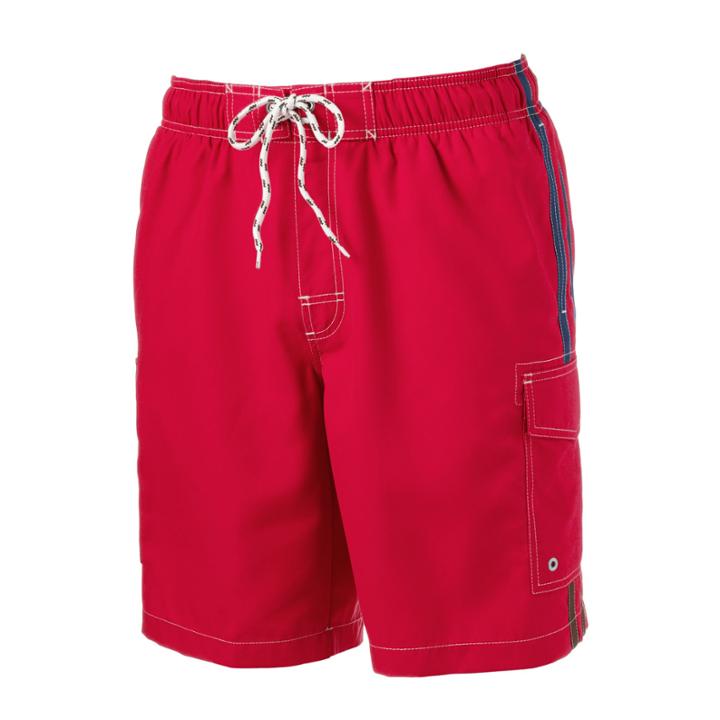 Men's Sonoma Goods For Life&trade; Side-striped Microfiber Swim Trunks, Size: Large, Med Red