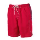 Men's Sonoma Goods For Life&trade; Side-striped Microfiber Swim Trunks, Size: Large, Med Red