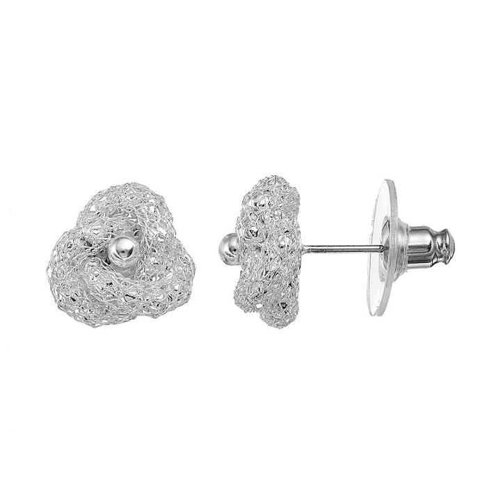 Napier Mesh Nickel Free Knot Stud Earrings, Women's, Silver