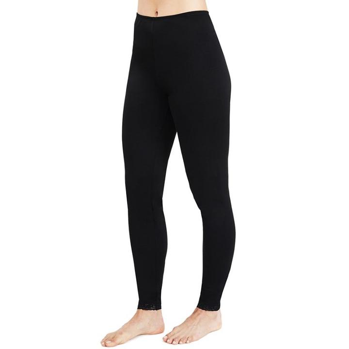 Plus Size Cuddl Duds Softwear Lace Trim Leggings, Women's, Size: 2xl, Black