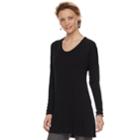 Women's Apt. 9&reg; Marled Scoopneck Tunic, Size: Large, Black