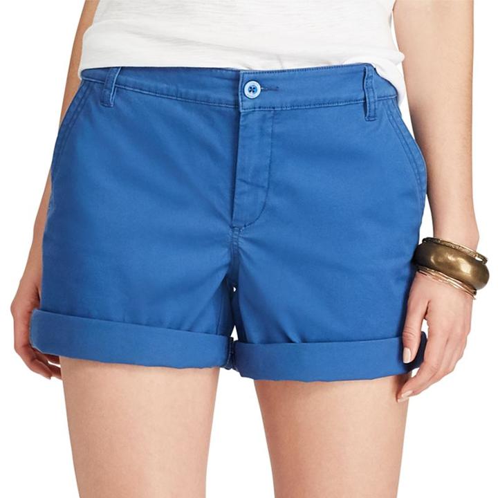 Women's Chaps Cuffed Twill Shorts, Size: 4, Blue