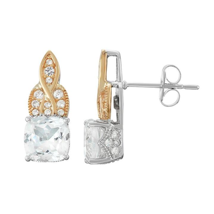 100 Facets Of Love Sterling Silver Lab-created White Sapphire Stud Earrings, Women's