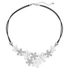 White Flower Double Strand Cord Necklace, Women's