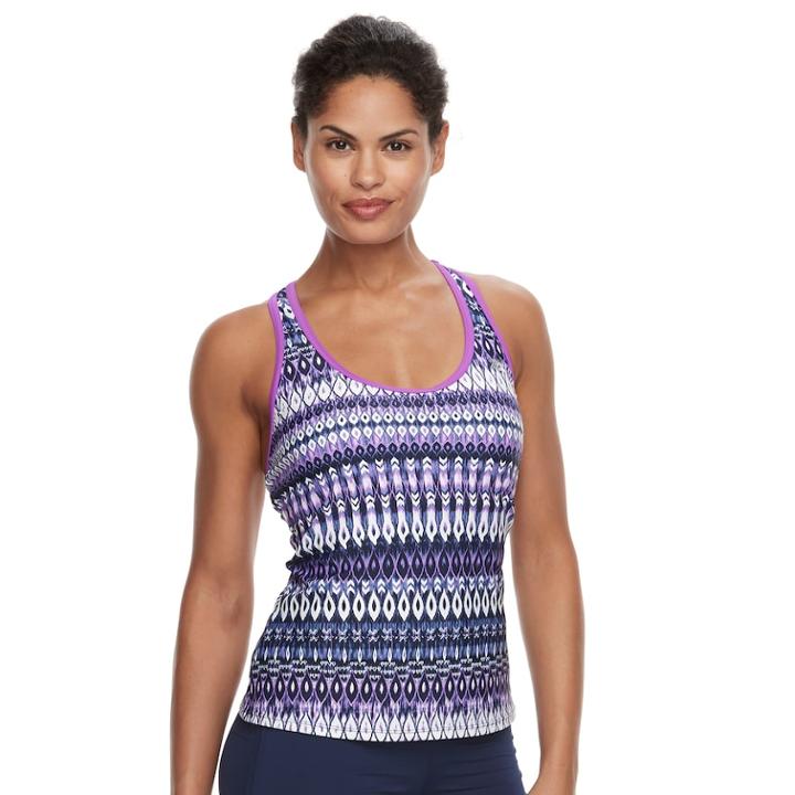 Women's Zeroxposur Printed Ladder-back Tankini Top, Size: 8, Red (beet)