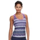 Women's Zeroxposur Printed Ladder-back Tankini Top, Size: 8, Red (beet)