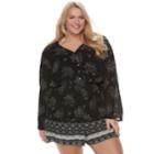 Juniors' Plus Size Mudd&reg; Bell Sleeve Romper, Teens, Size: 1xl, Black