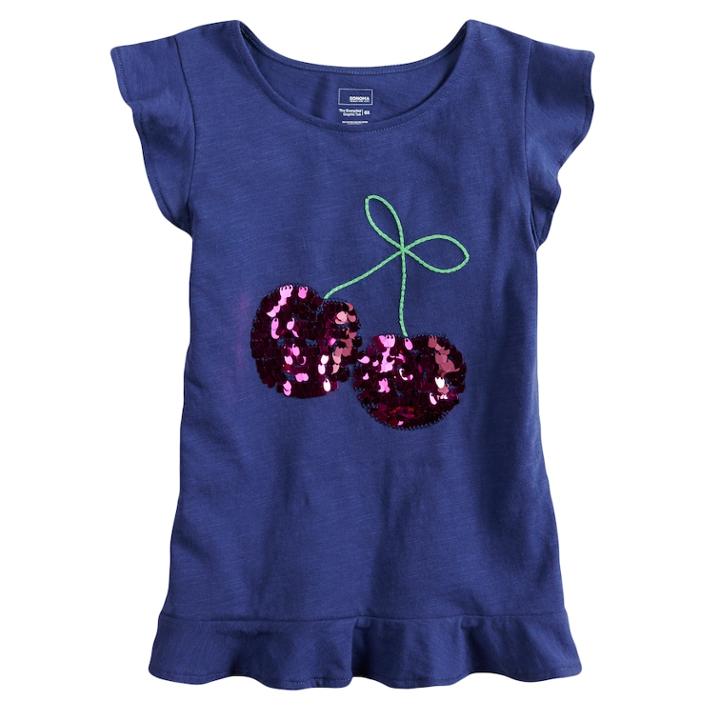 Girls 4-12 Sonoma Goods For Life&reg; Embellished Ruffled Top, Size: 12, Blue (navy)