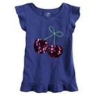 Girls 4-12 Sonoma Goods For Life&reg; Embellished Ruffled Top, Size: 12, Blue (navy)