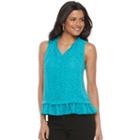Women's Apt. 9&reg; Clip-dot Ruffled Tank, Size: Medium, Turquoise/blue (turq/aqua)