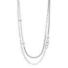 Simulated Pearl Asymmetrical Double Strand Necklace, Women's, White