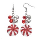 Jingle Bell & Peppermint Swirl Drop Earrings, Women's, Light Red