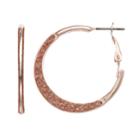 Glittery Nickel Free Flat Edge Hoop Earrings, Women's, Light Pink