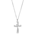Silver Expressions By Larocks Cubic Zirconia Wrapped Cross Pendant Necklace, Women's, Grey