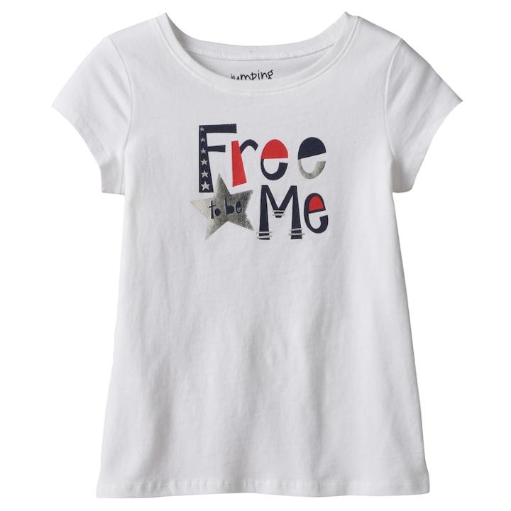 Girls 4-10 Jumping Beans&reg; Short Sleeve Free To Be Me Foil Graphic Tee, Size: 6, White