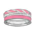 Stacks And Stones Sterling Silver And Pink Enamel Twist Stack Ring Set, Women's, Size: 6