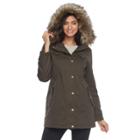 Women's Apt. 9&reg; Hooded Faux-fur Trim Cotton Parka, Size: Xl, Green Oth