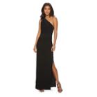 Women's Chaps Pleated Asymmetrical Evening Gown, Size: 2, Black