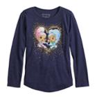 Girls 4-10 Jumping Beans&reg; Shimmer & Shine Long-sleeve Heart Graphic Tee, Size: 5, Blue (navy)