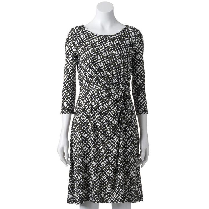 Women's Dana Buchman Printed Knot-front Dress, Size: Xl, Dark Green