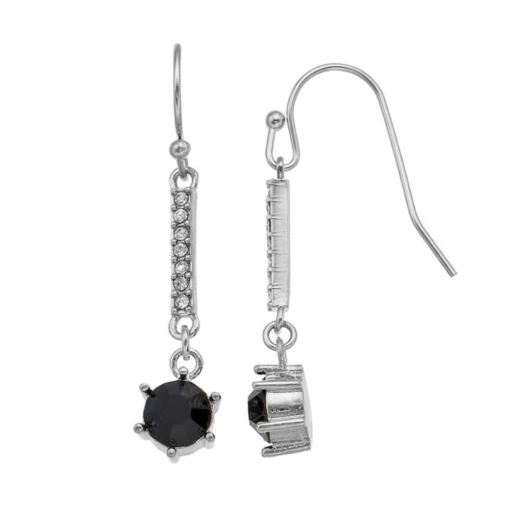Lc Lauren Conrad Round Stone Nickel Free Bar Linear Earrings, Women's, Black