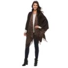 Manhattan Reversible Leopard Print Ruana, Women's, Black