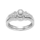 10k White Gold 1/4 Carat T.w. Diamond Halo Engagement Ring Set, Women's, Size: 8