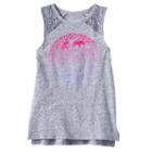 Girls 7-16 & Plus Size Mudd&reg; Crochet Lace Shoulders Graphic Tank Top, Girl's, Size: 16 1/2, Blue