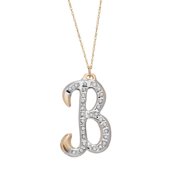 Diamond Fascination 14k Gold Initial Pendant, Women's, Size: 18, Yellow