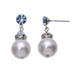 Crystal Avenue Silver-plated Crystal And Simulated Pearl Drop Earrings - Made With Swarovski Crystals, Women's